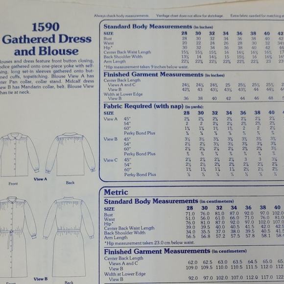 Vintage 1978 Stretch & Sew 1590 Gathered Dress And Blouse Uncut Sewing Pattern - Picture 2 of 4